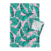 banana leaves - pink, large