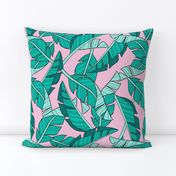 banana leaves - pink, large