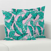 banana leaves - pink, large