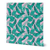 banana leaves - pink, large