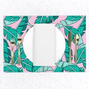 banana leaves - pink, large