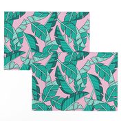 banana leaves - pink, large