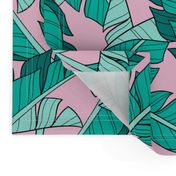 banana leaves - pink, large