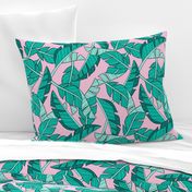 banana leaves - pink, large