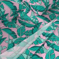 banana leaves - pink, large