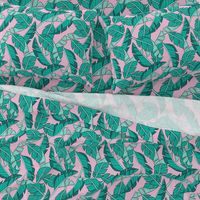 banana leaves - pink, large