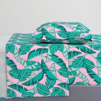 banana leaves - pink, large