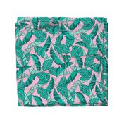 banana leaves - pink, large