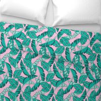 banana leaves - pink, large