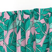 banana leaves - pink, large