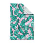 banana leaves - pink, large