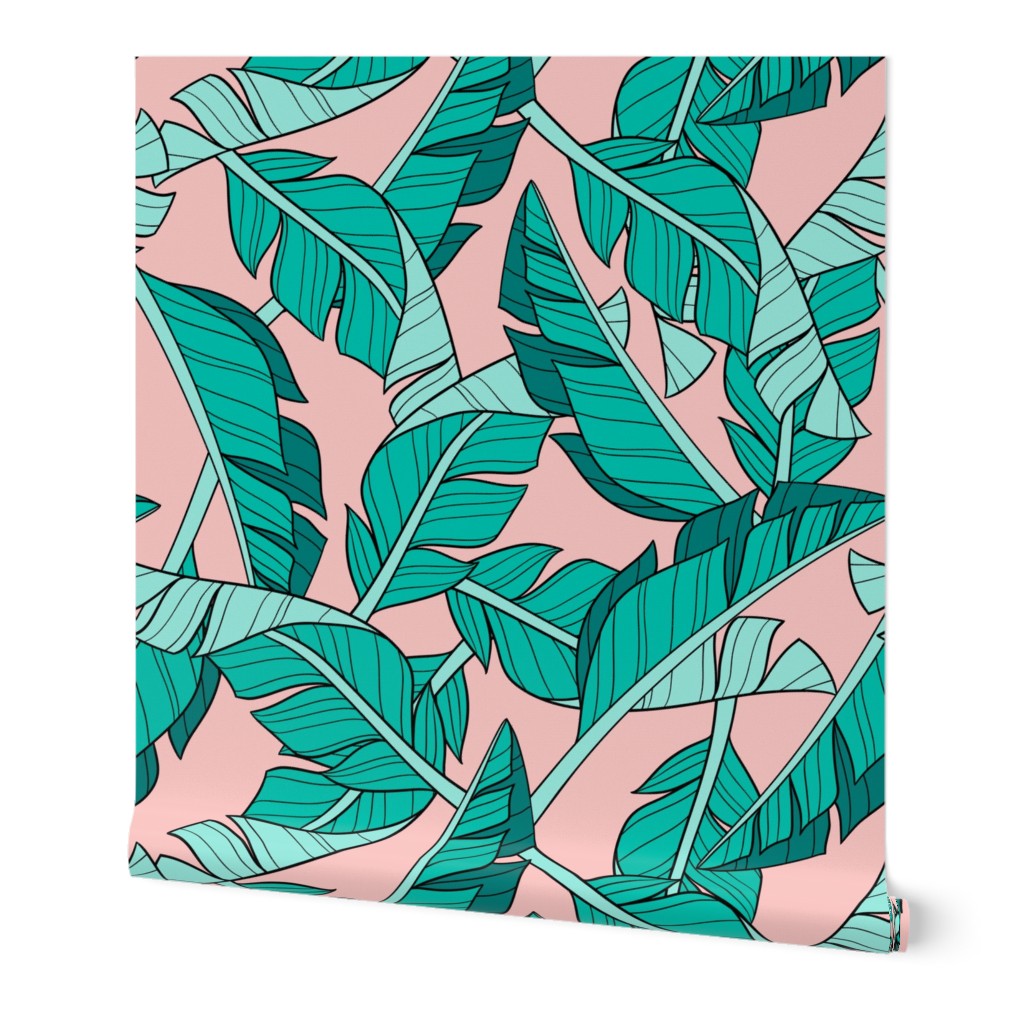 banana leaves - blush, large