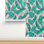 banana leaves - blush, large