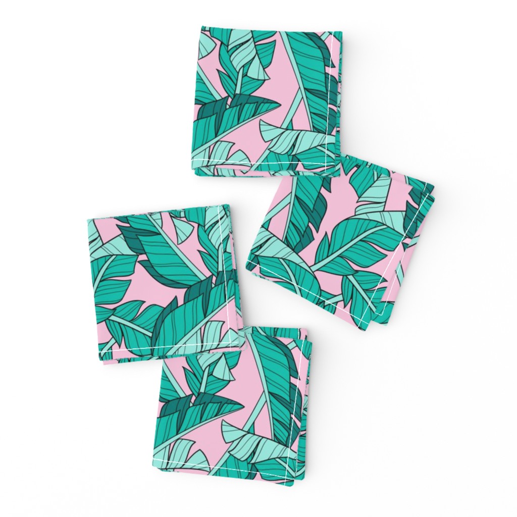 banana leaves - pink, small