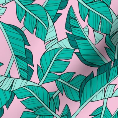 banana leaves - pink, small