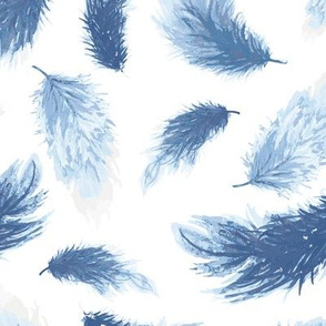 Blue Soft  Watercolor Feathers