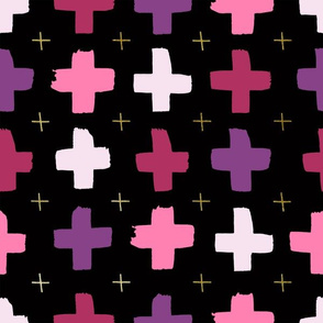 Pink and purple crosses - black