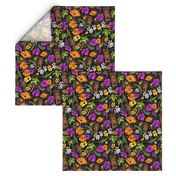 Hawaiian Tiki Beach Tropical Micro Print - Black and Orchid colorway