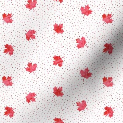 Maple leaves - red polka - LAD19