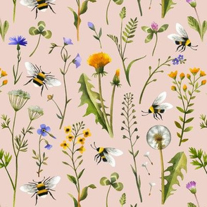 Bees And Wildflowers / Blush / Small Scale