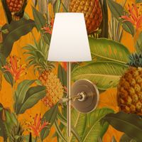 Pierre-Joseph Redouté-Fruit Cocktail - Vintage Tropical Palm Jungle,  flower Pineapple fabric, Palm fabric,vintage hawaiian fabric on sunny yellow