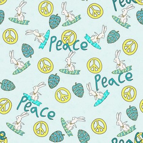 Surfer Peace Bunny on  Light Blue