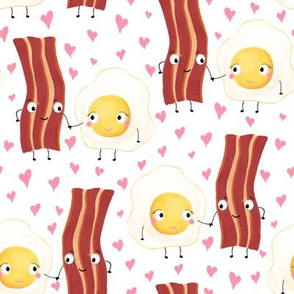 Bacon and Egg, Funny Food Novelty print in white
