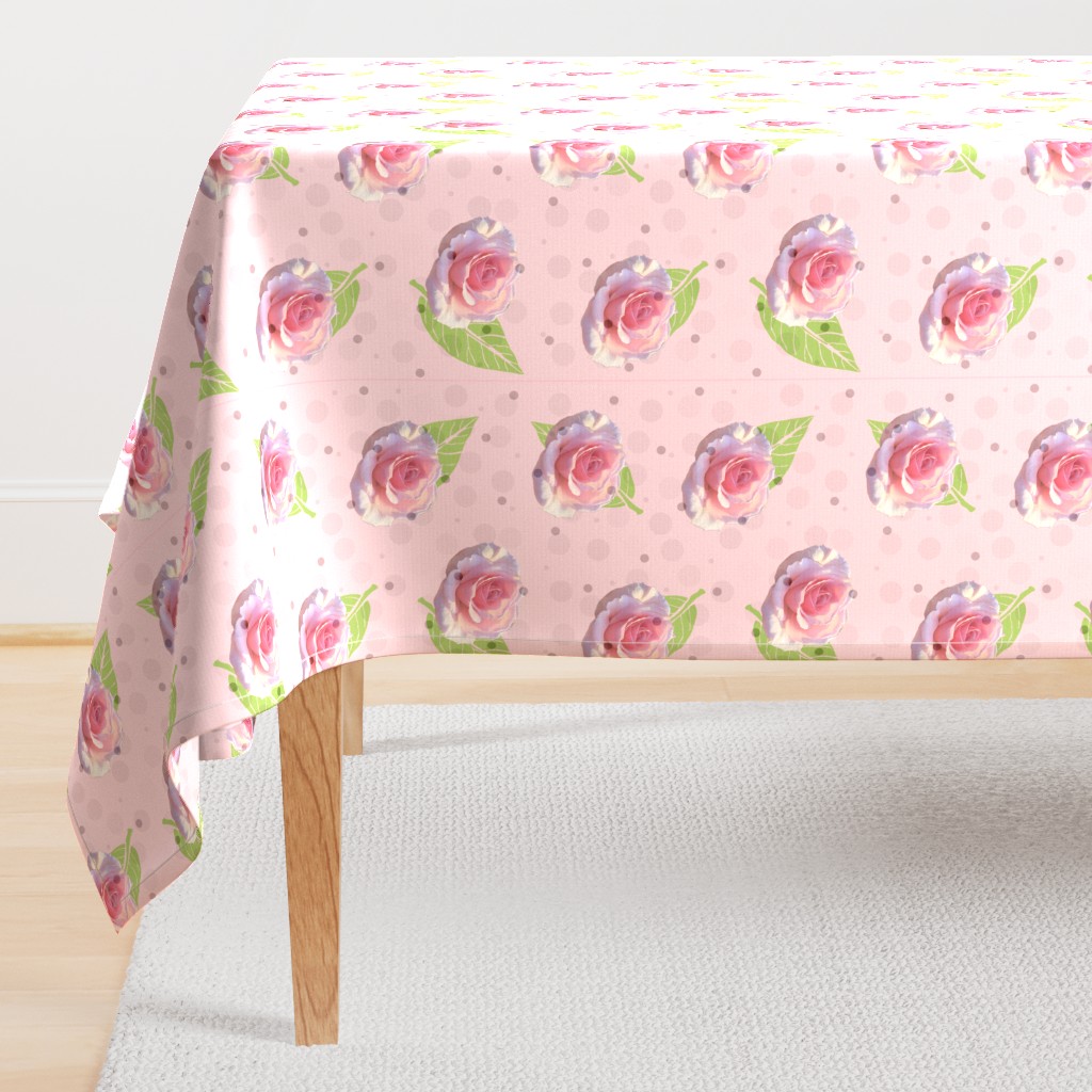 Polka Dots and Roses - pink, large