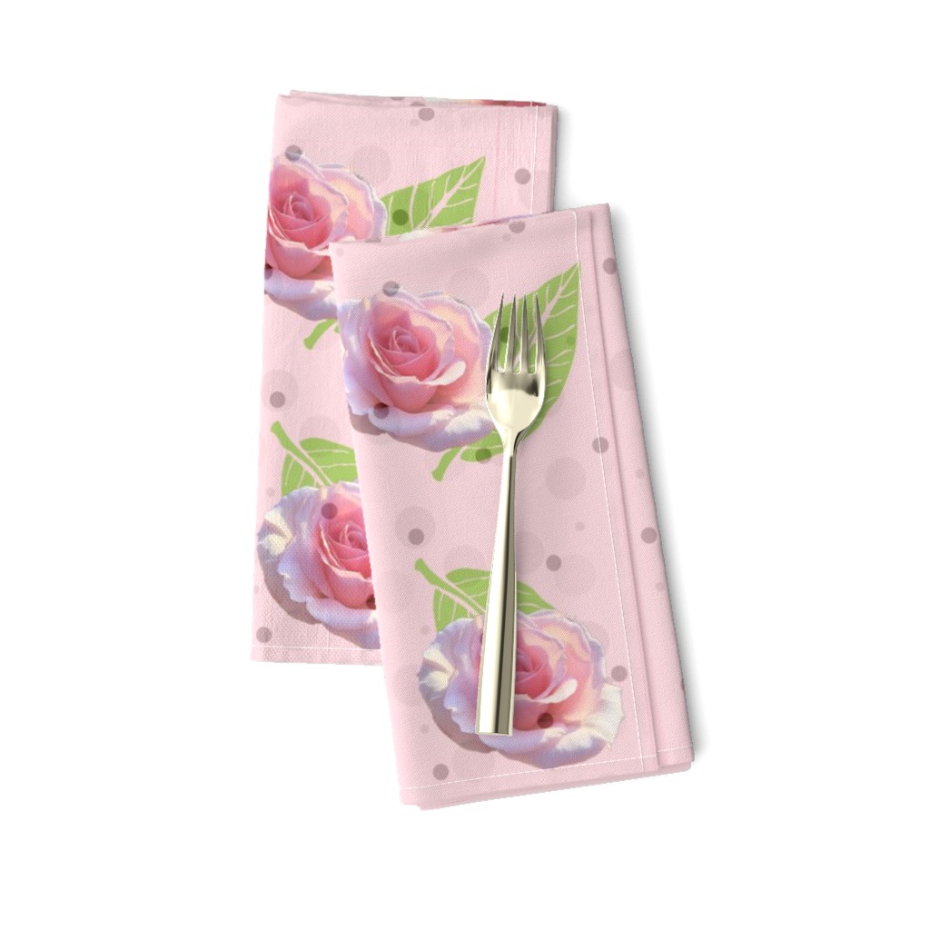 Polka Dots and Roses - pink, large