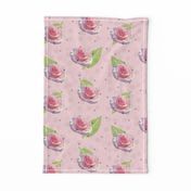 Polka Dots and Roses - pink, large