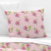 Polka Dots and Roses - pink, large