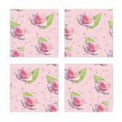 Polka Dots and Roses - pink, large