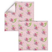 Polka Dots and Roses - pink, large