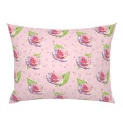 Polka Dots and Roses - pink, large