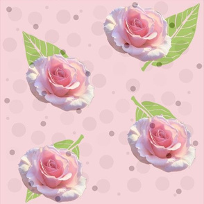 Polka Dots and Roses - pink, large
