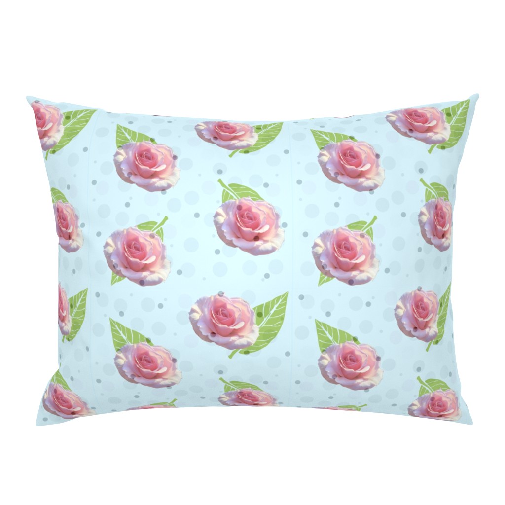 Polka Dots and Roses - blue, large