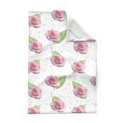 Polka Dots and Roses - white, large