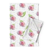 Polka Dots and Roses - white, large