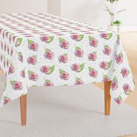 Polka Dots and Roses - white, large