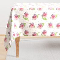 Polka Dots and Roses - white, large