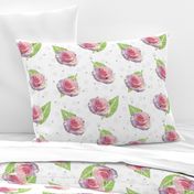 Polka Dots and Roses - white, large