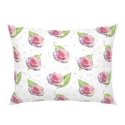 Polka Dots and Roses - white, large