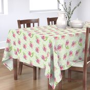 Polka Dots and Roses - green, large