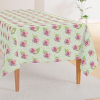 Polka Dots and Roses - green, large