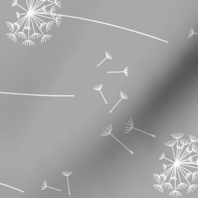 dandelions {1} grey and white reversed horizontal