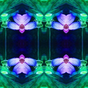 LOTUS ORCHID GEOMETRY art nouveau art deco MINT PURPLE GREEN