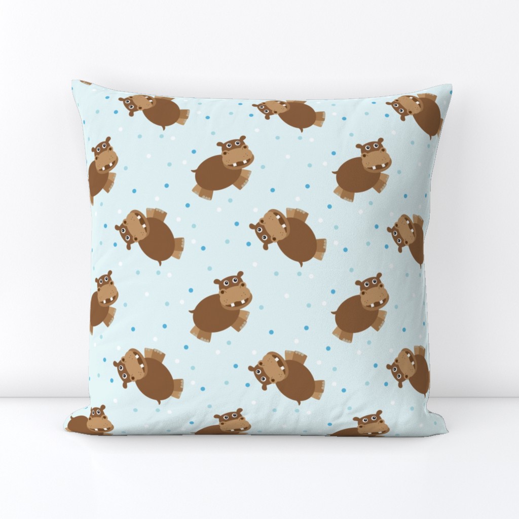 Galloping Hippo in Brown and Blue