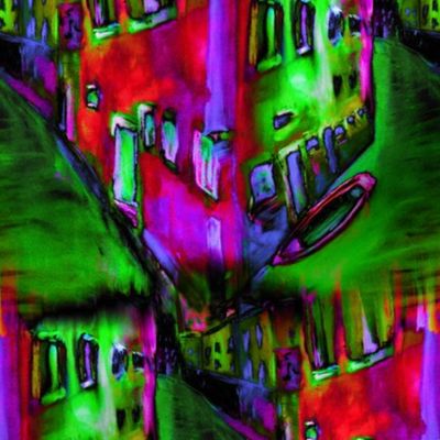 VENICE PSYCHEDELIC REFLECTIONS FUCHSIA RED PURPLE GREEN