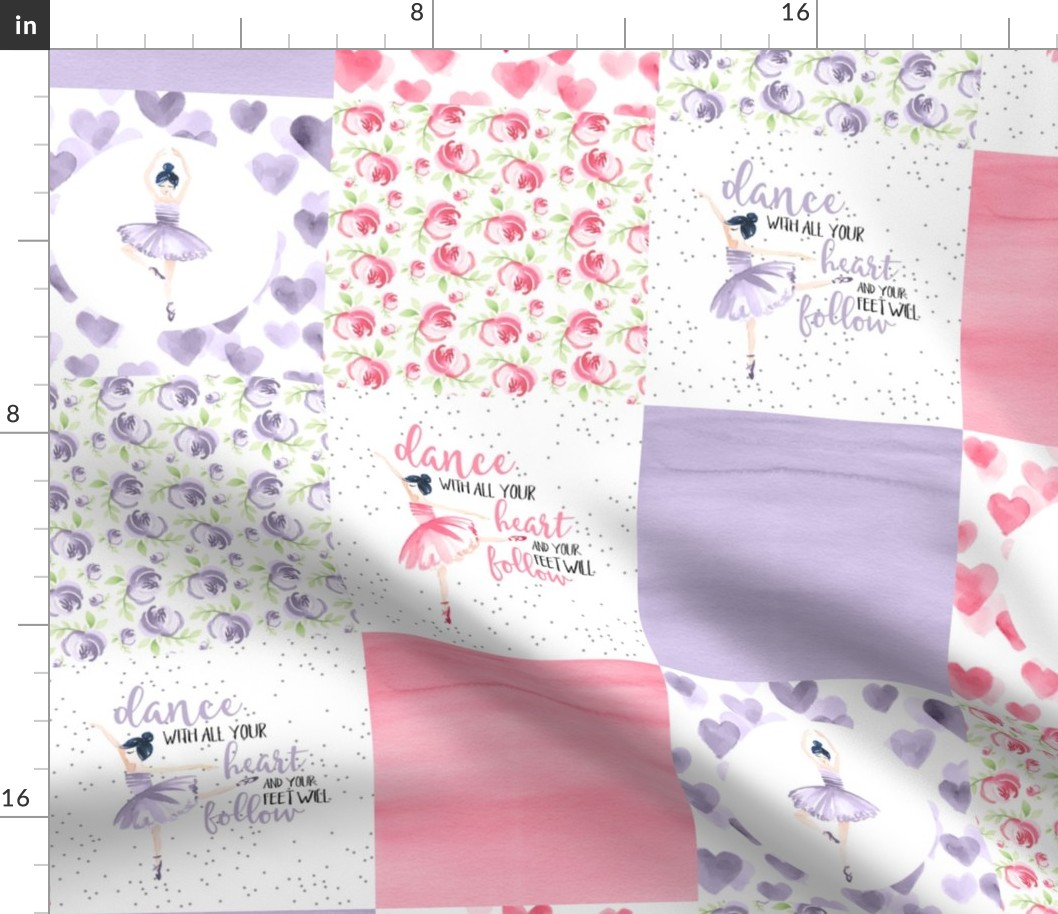 Ballerina//Pink&Purple - Wholecloth Cheater Quilt