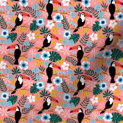 Toucan Floral Jungle coral (small)